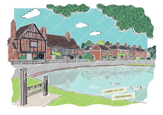 Aldbury Village Framed Illustration