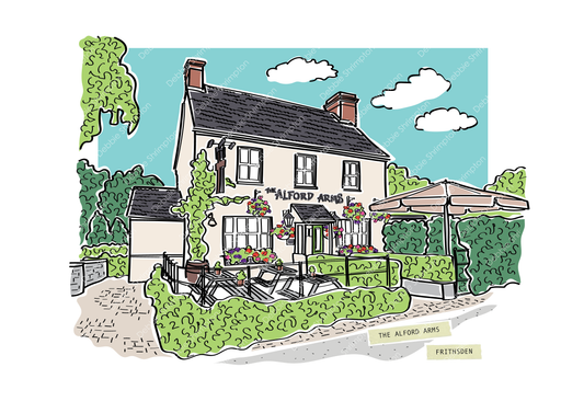 The Alford Arms Framed Illustration