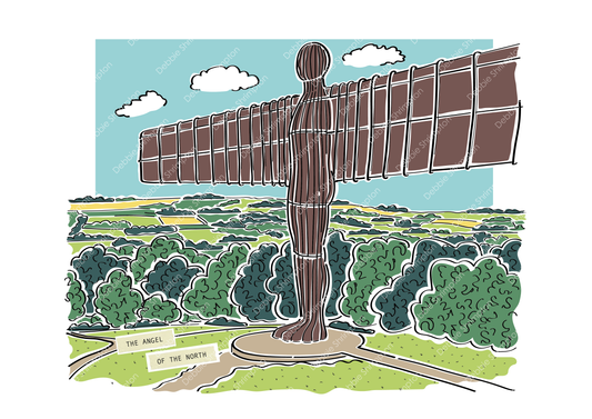 The Angel of the North Landscape Framed Illustration