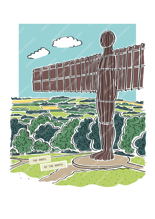 The Angel of the North Portrait Framed Illustration