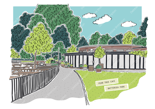 Battersea Park Pear Tree Cafe Framed Illustration
