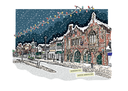 Berkhamsted Winter Wonderland Framed Illustration