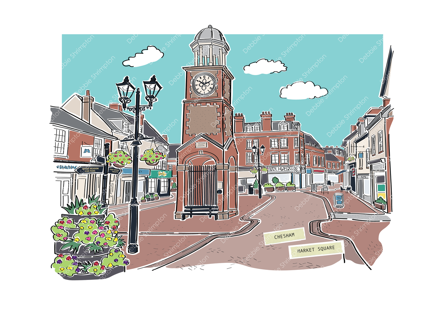 Chesham High Street, Market Square Framed illustration