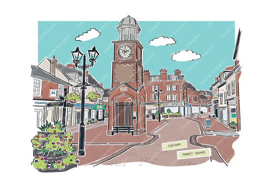 Chesham High Street, Market Square Framed illustration