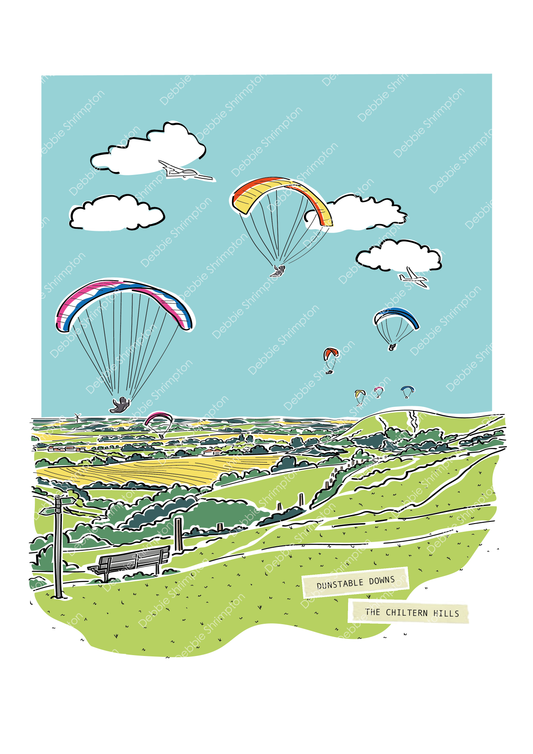 Dunstable Downs Framed Illustration