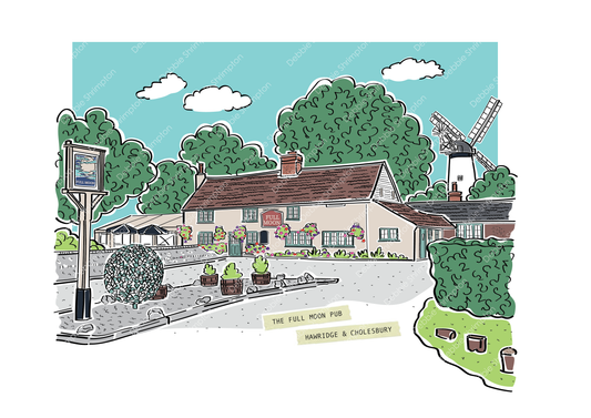 The Full Moon Pub Cholesbury & Hawridge Illustration