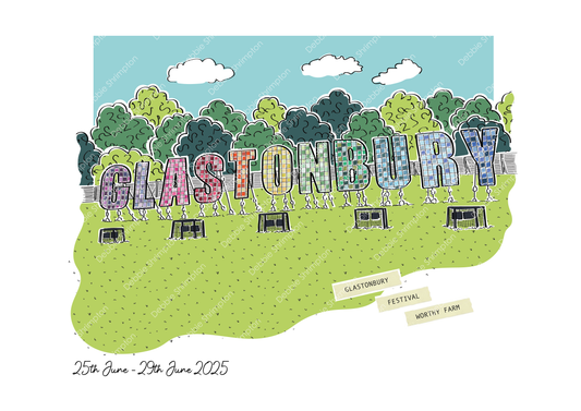 Glastonbury Framed Illustration