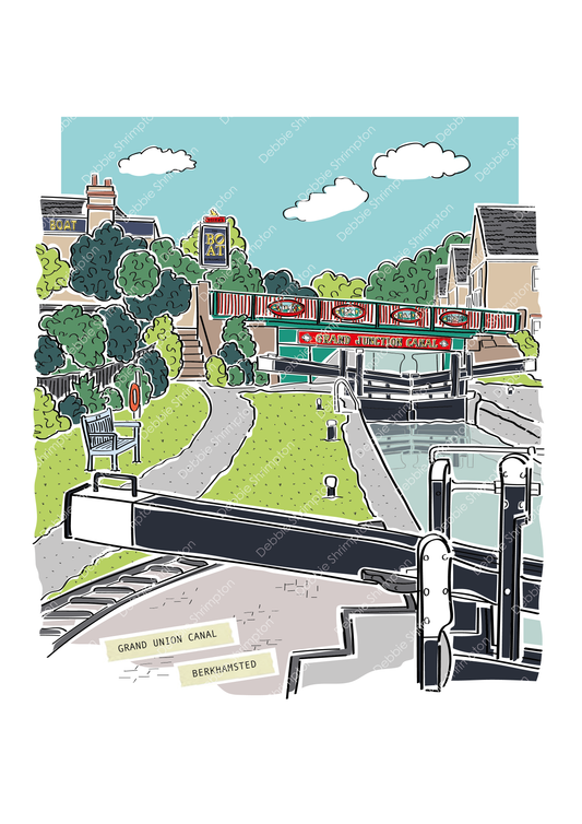 Grand Union Canal at Berkhamsted Framed Illustration