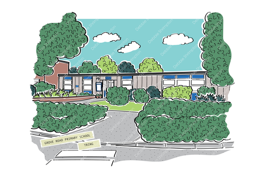 Grove Road Primary School, Tring Framed Illustration