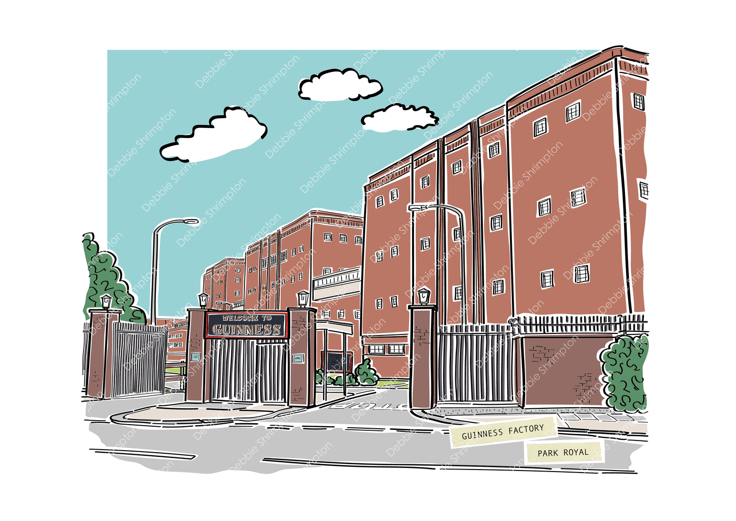 Guinness Park Royal Framed Illustration