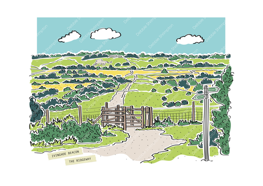 Ivinghoe Beacon Framed Illustration Landscape