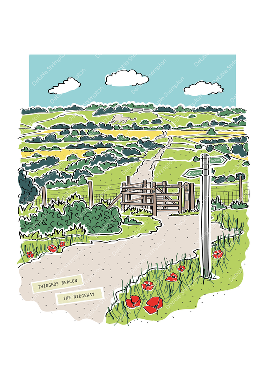 Ivinghoe Beacon Portrait Framed Illustration