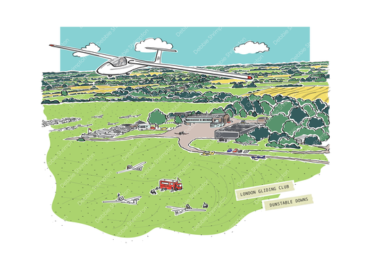 London Gliding Club Dunstable Downs Illustration
