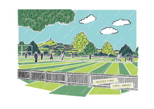 Millfield Cricket Ground Framed Illustration