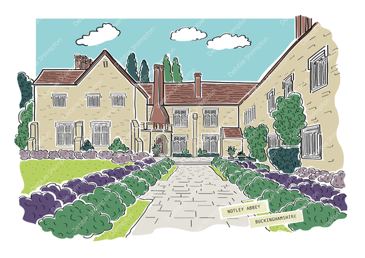 Notley Abbey, Haddenham Framed Illustration