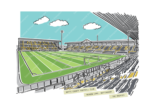Notts County Football Ground Framed Illustration