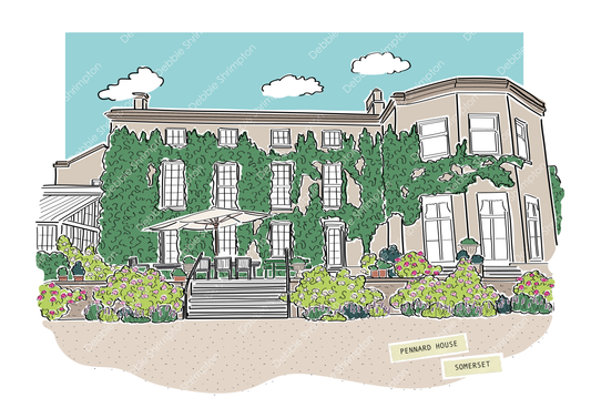 Pennard House Somerset Framed Illustration