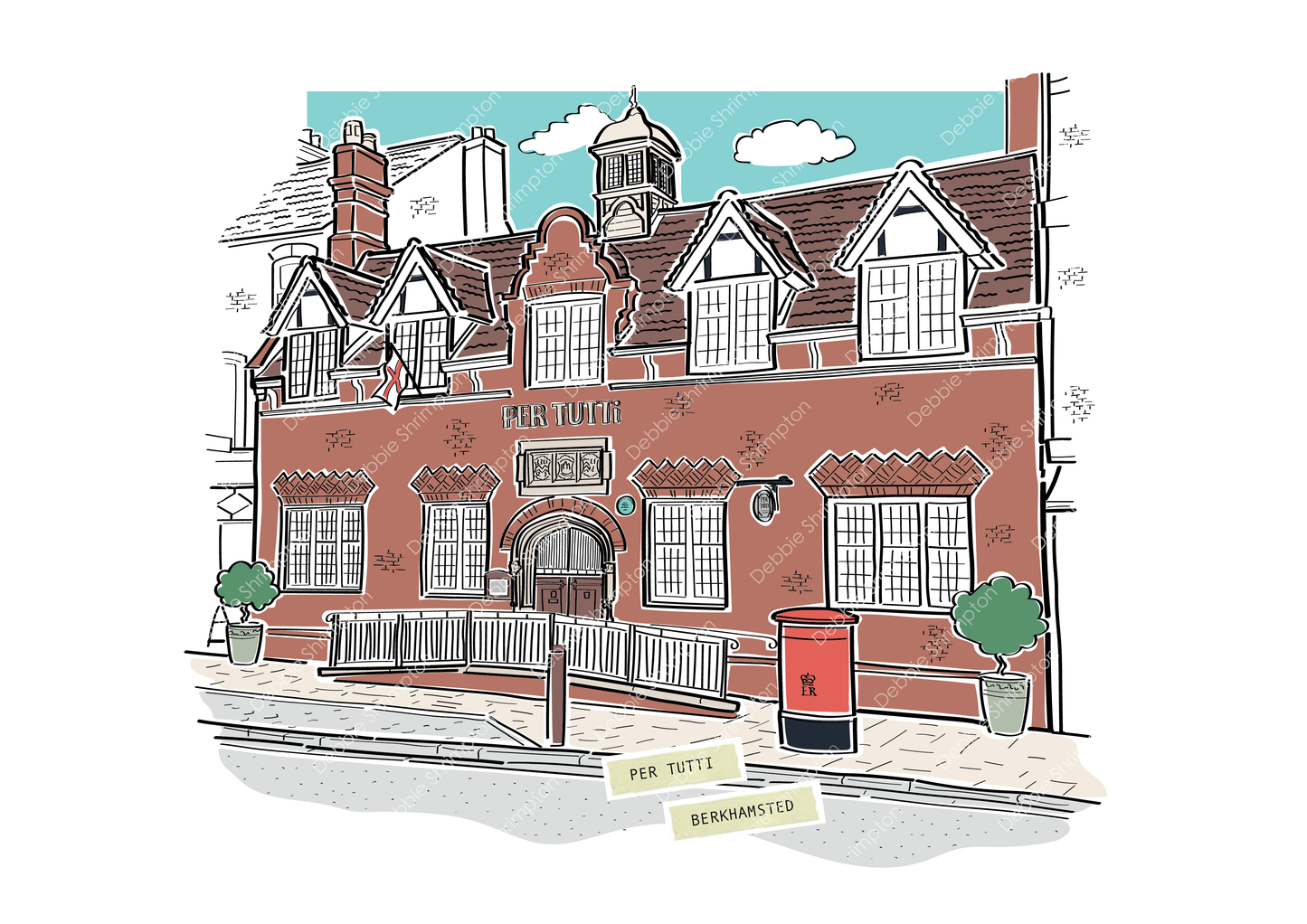 Per Tutti Restaurant Berkhamsted Framed Illustration