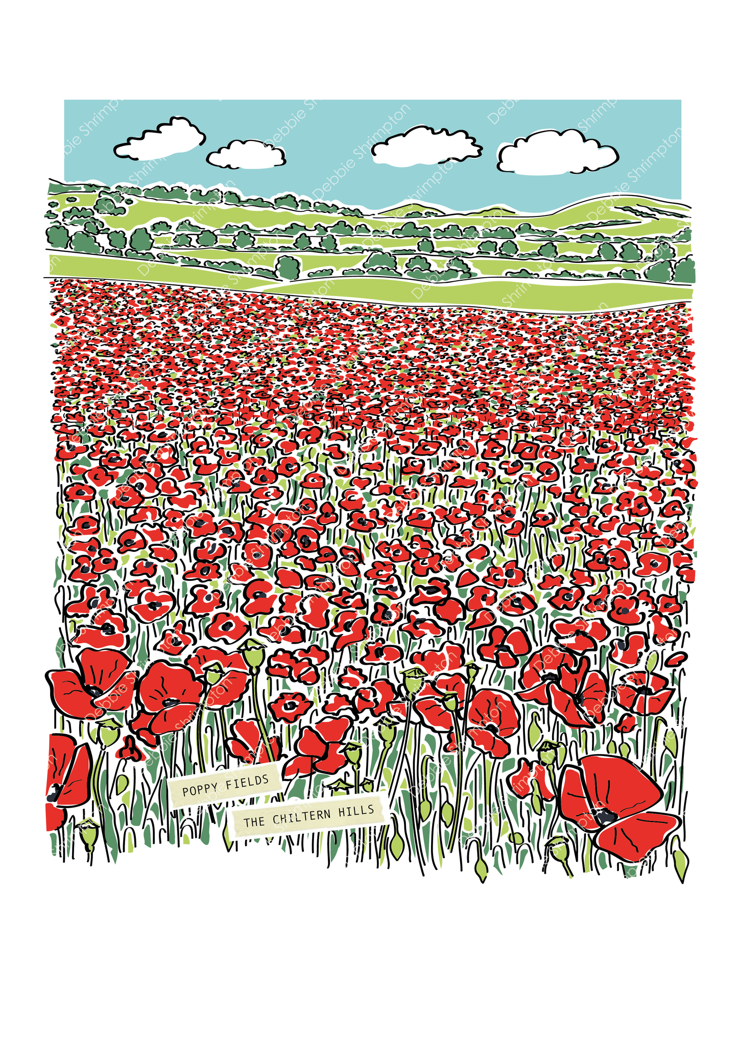 Poppy Fields Framed Illustration
