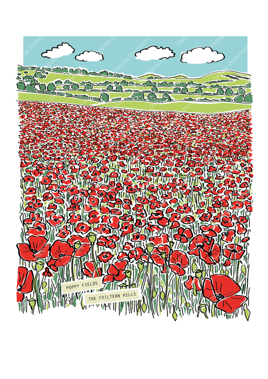 Poppy Fields Framed Illustration
