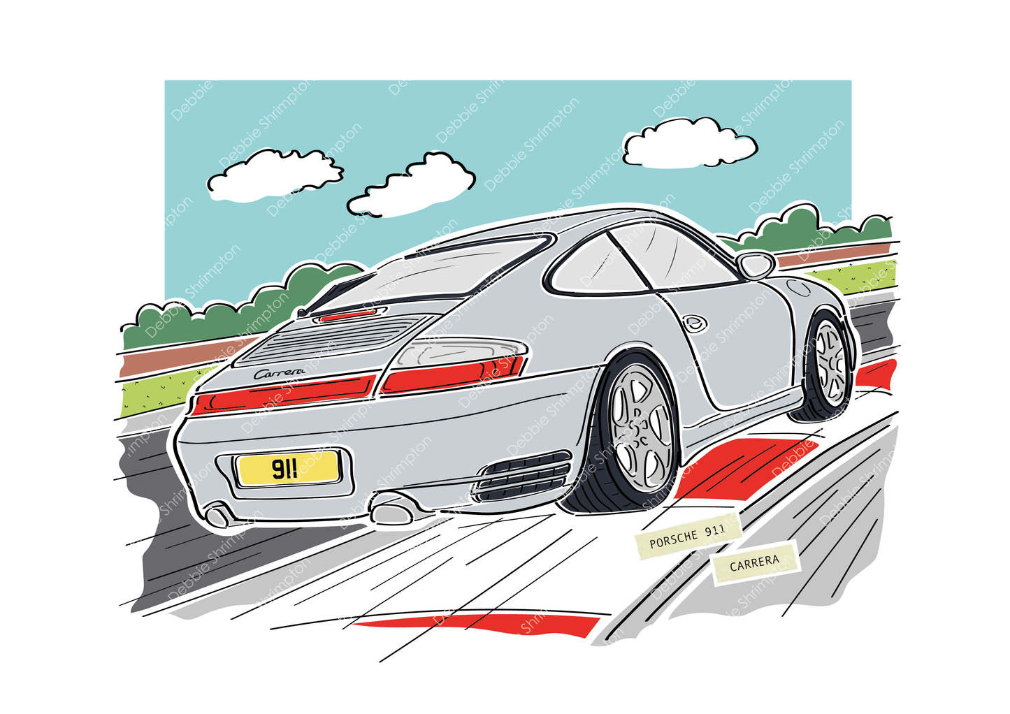 Porsche 911 Carrera Targa Sport Framed Illustration