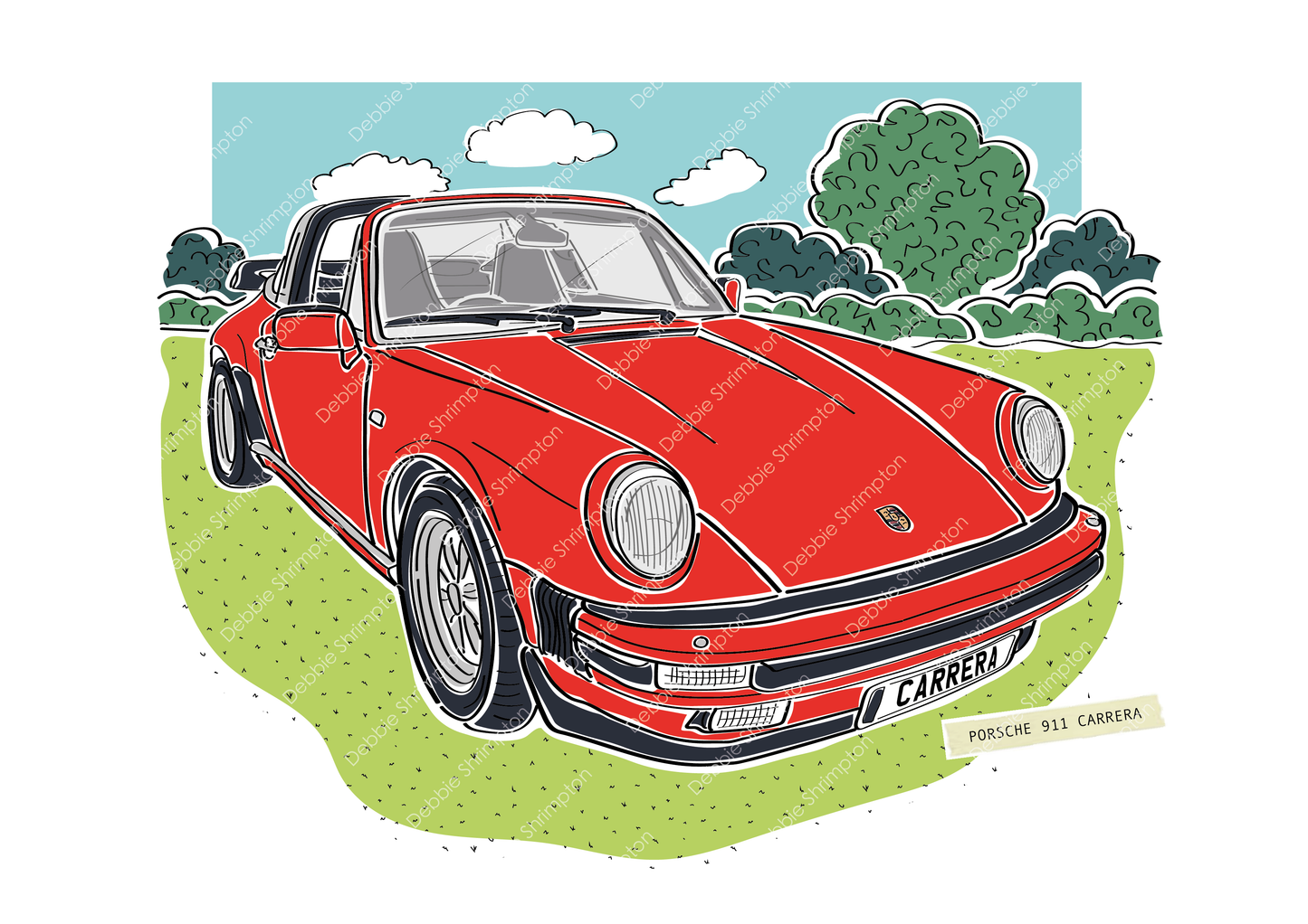 Porsche 911 Carrera Targa Sport Framed Illustration