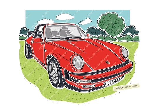 Porsche 911 Carrera Targa Sport Framed Illustration