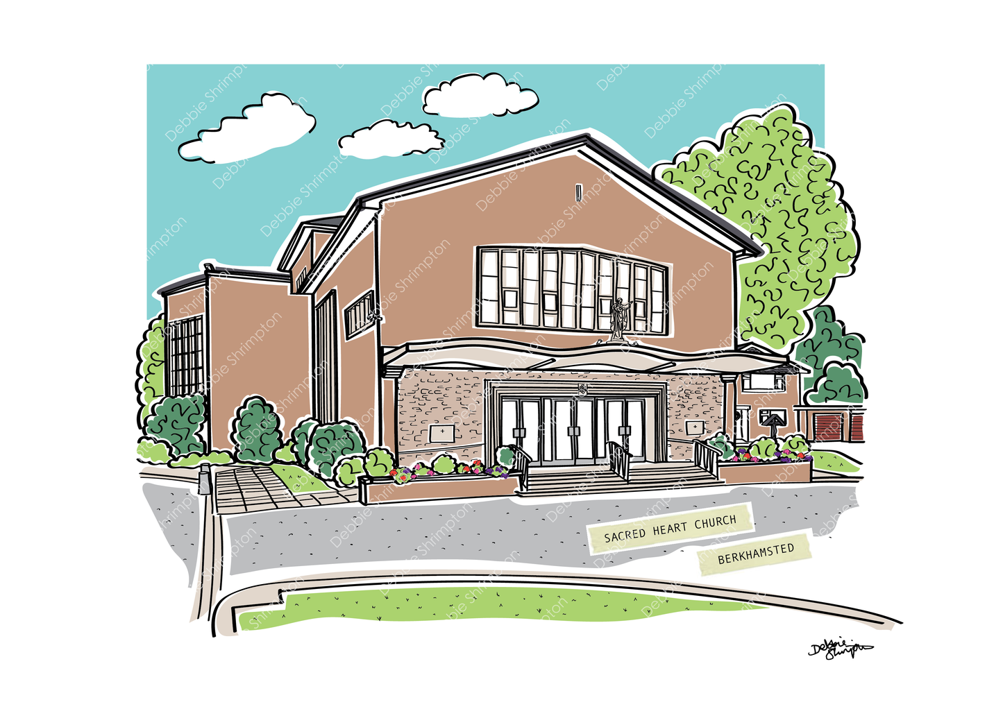 The Sacred Heart, Berkhamsted Framed Illustration