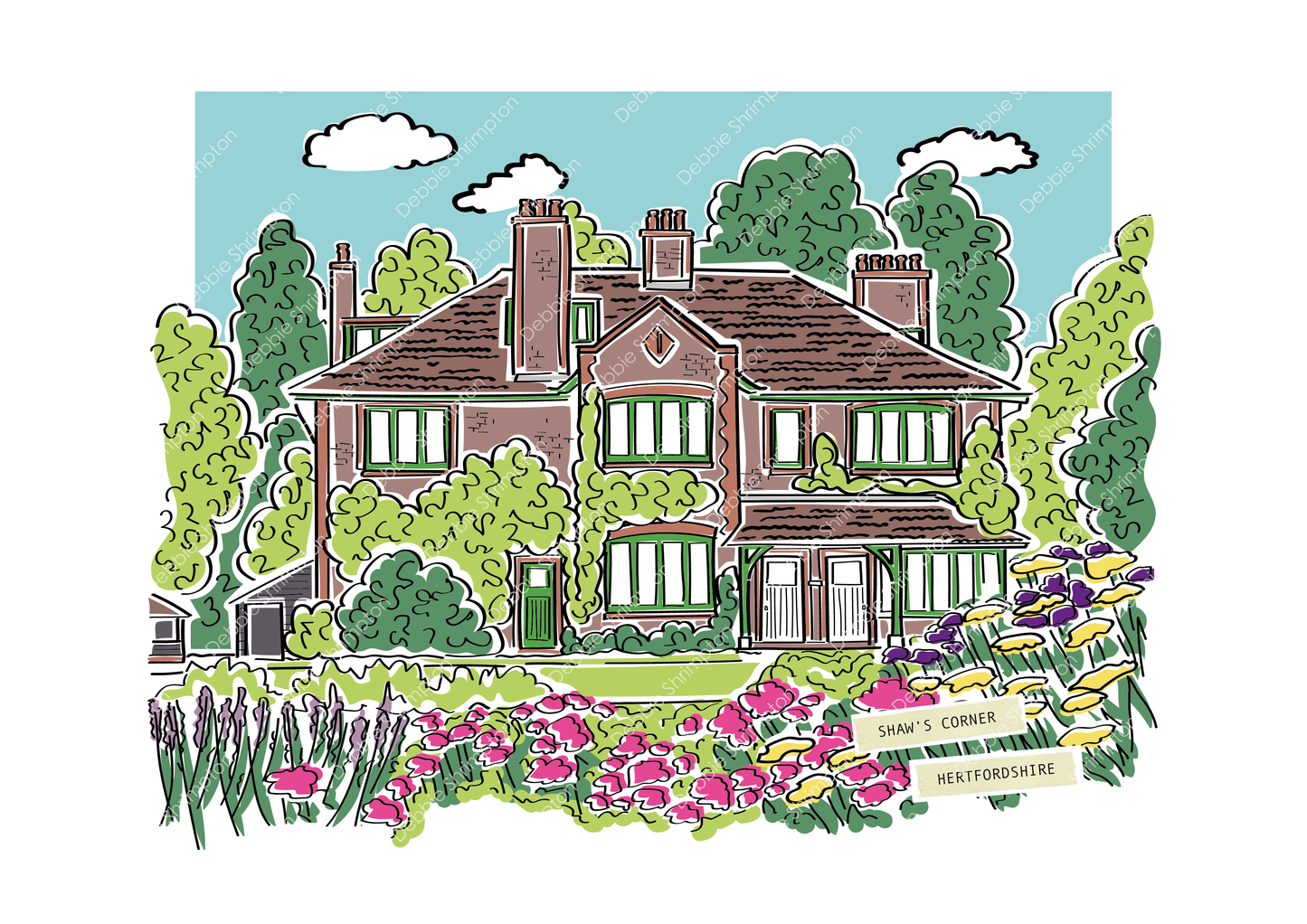 Shaws Corner National Trust Framed Illustration