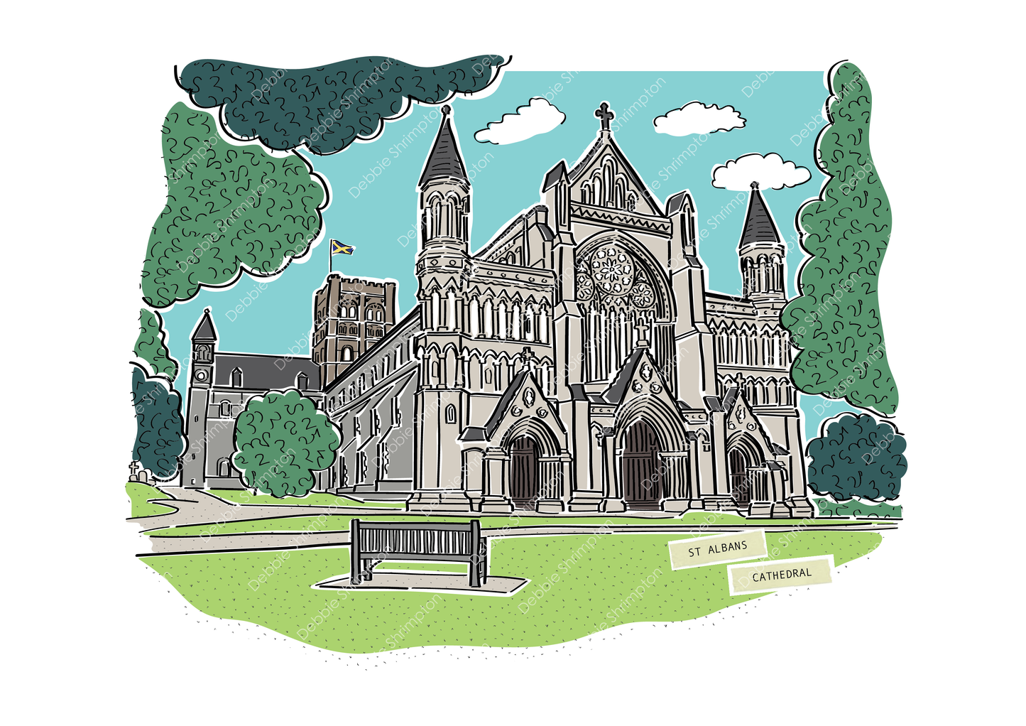 St Albans Cathedral Framed illustration