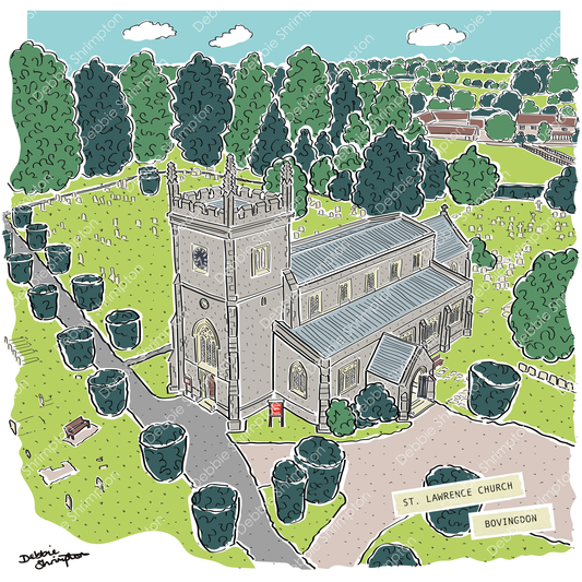 St Lawrence Church Bovingdon Framed Illustration