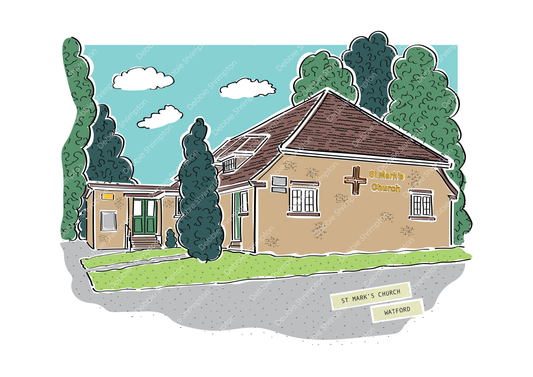 St Mark's Church Watford Framed Illustration