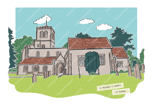 St Michaels Church St Albans Framed Illustration
