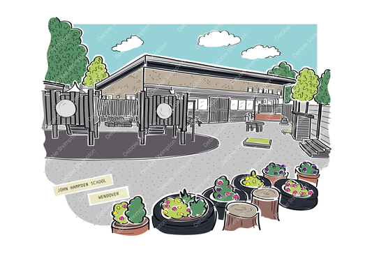 John Hampden School, Wendover Framed Illustration