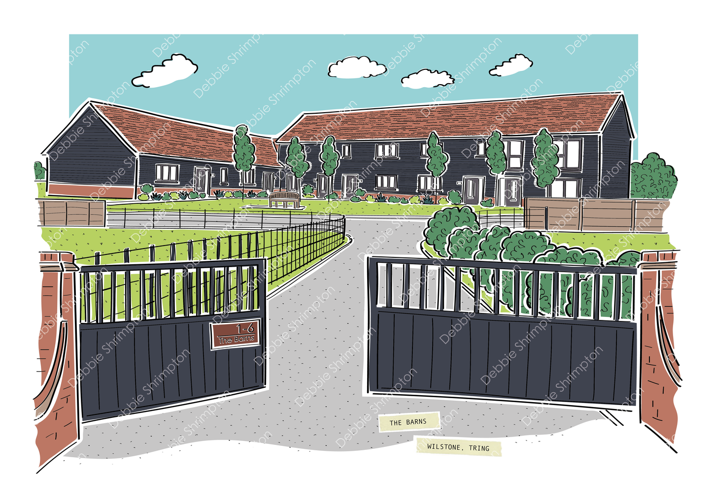 The Barns, Wilstone, Tring Framed Illustration