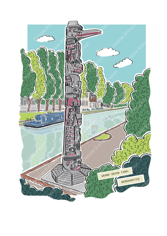 Berkhamsted Totem Pole Framed Illustration