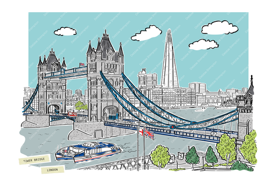 Tower Bridge London Framed Illustration