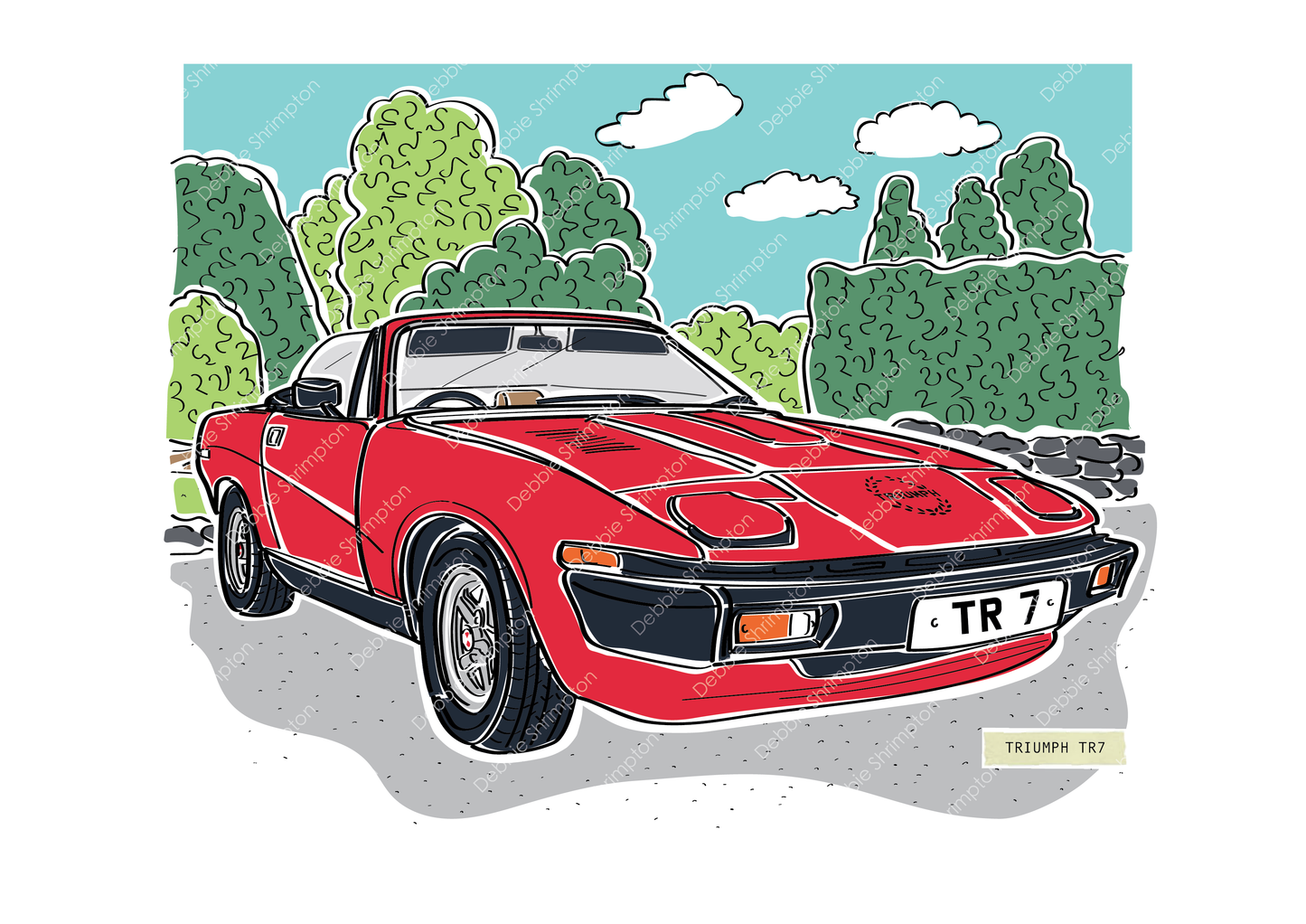 Triumph TR7 Framed Illustration