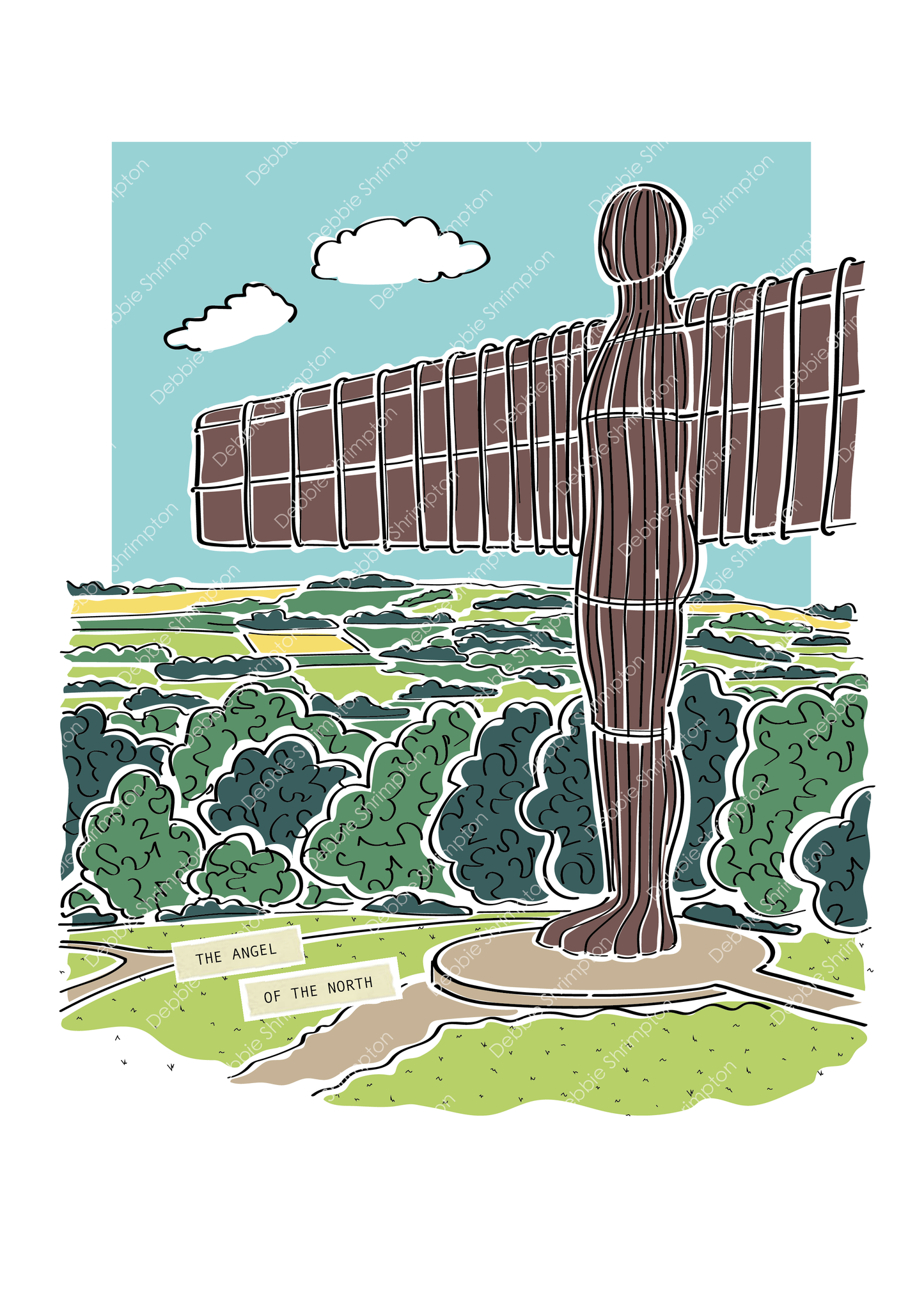 The Angel of the North Portrait Framed Illustration