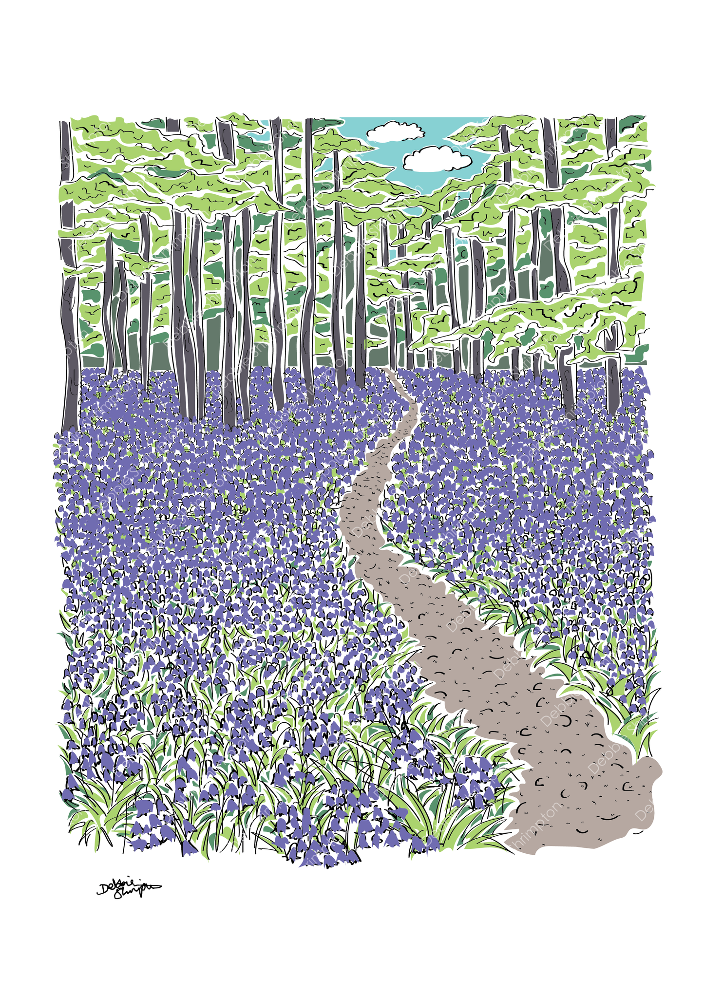 Bluebell Woods Framed Illustration