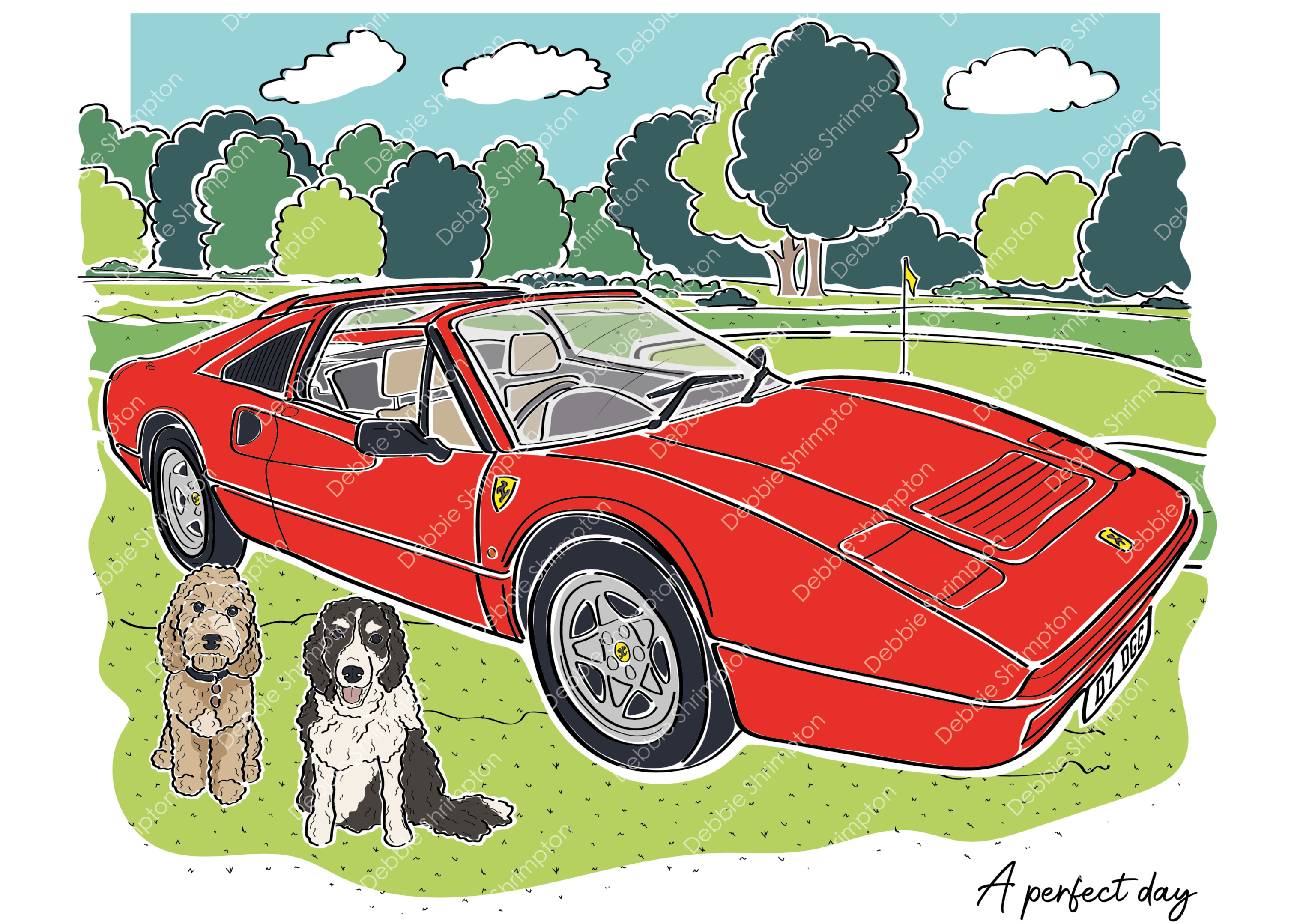 Car Portrait 50th birthday gift Ferrari