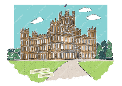 Highclere Castle, Downton Abbey Framed Illustration