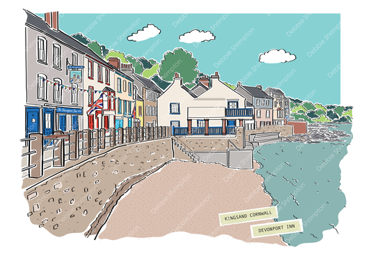Kingsand Cornwall Framed Illustration