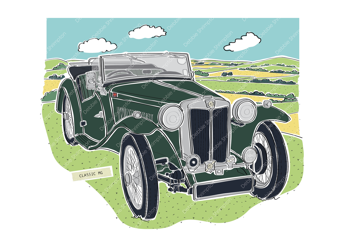 Classic MG Car Illustration