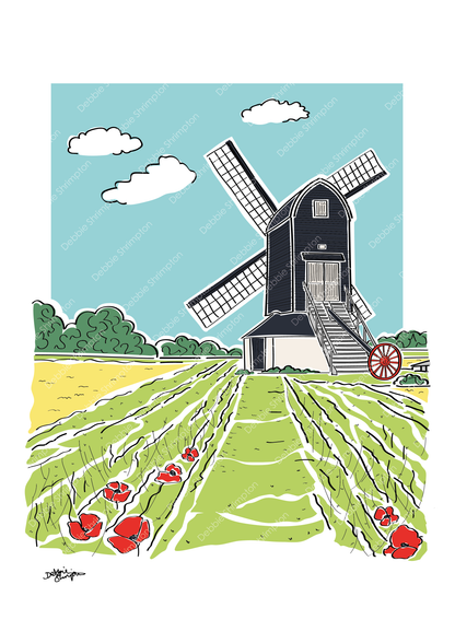 Windmill Framed Illustration