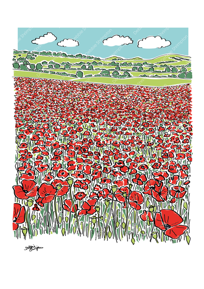 Poppy Fields, Framed Illustration