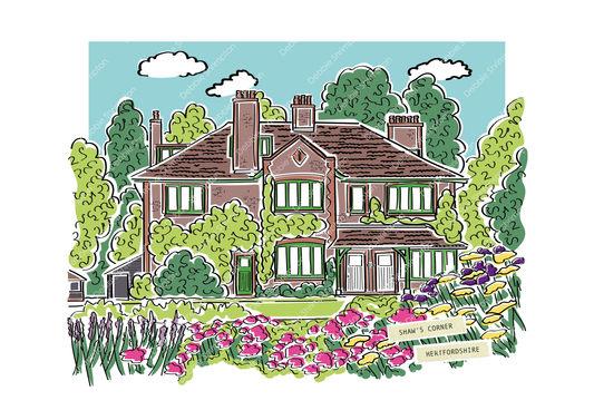 Shaws Corner National Trust Framed Illustration