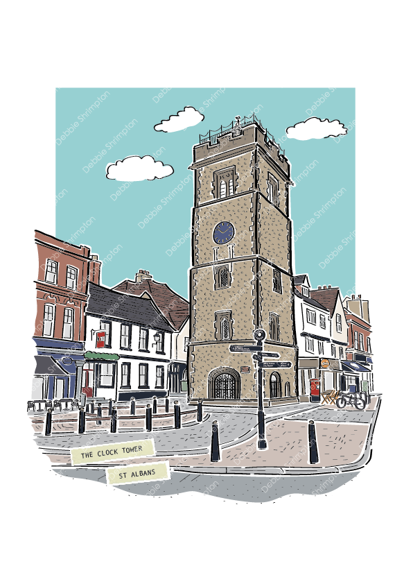 The Clock Tower St Albans Framed Illustration