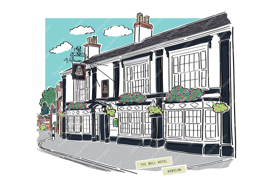 The Bell Hotel, Winslow Framed Illustration