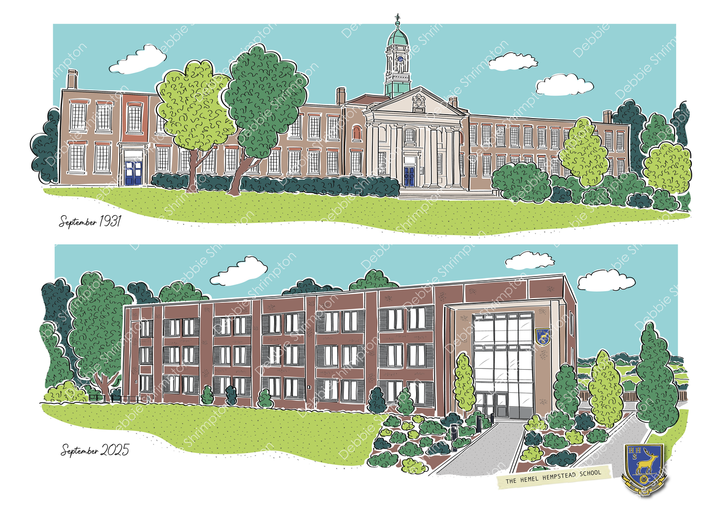 The Hemel Hempstead School Framed Illustration